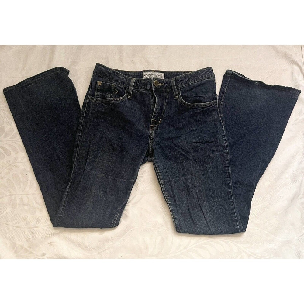 Phat Fashions Jeans Womens Jrs 9 Silver Label Flared Cat Logo Blue Denim 29x30